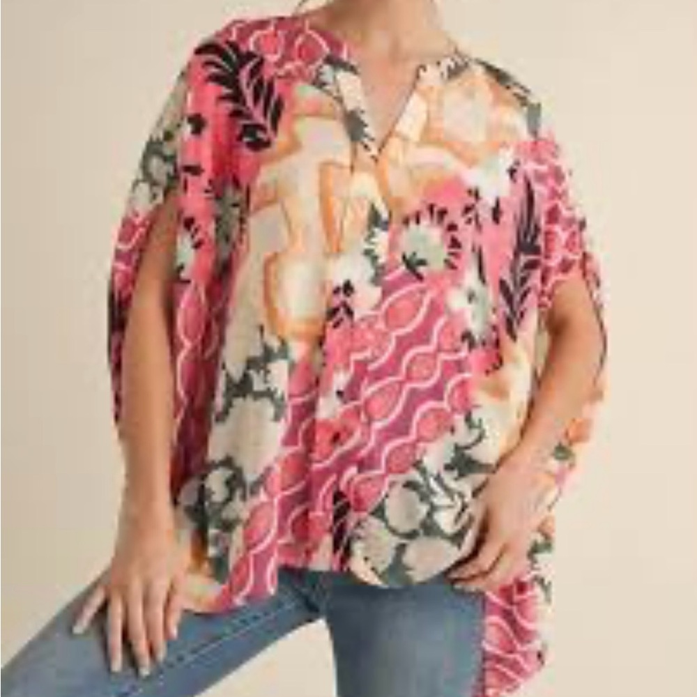 New Jodifl Vibrant Pink and Orange Women's Top Size Small